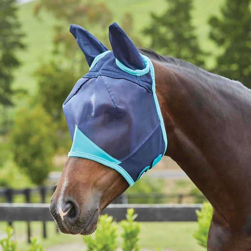 Weatherbeeta Comfitec Fine Mesh Mask W/Ears - Navy/Turquoise 3 Weatherbeeta Comfitec Fine Mesh Mask W/Ears - Navy/Turquoise