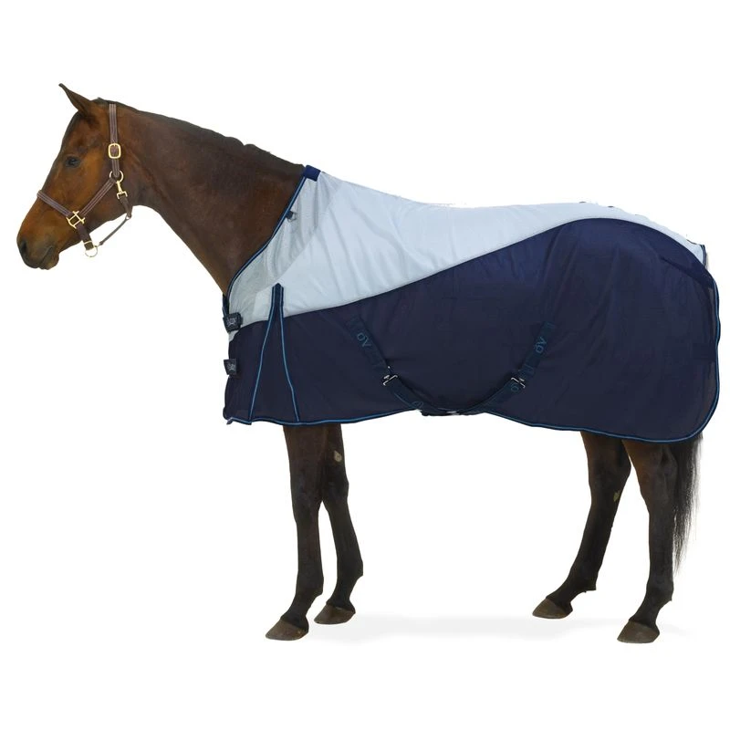 Ovation Super Fly Sheet W/Neck Cover - Lt.Blue/Navy 4 Ovation Super Fly Sheet W/Neck Cover - Lt.Blue/Navy - Image 2