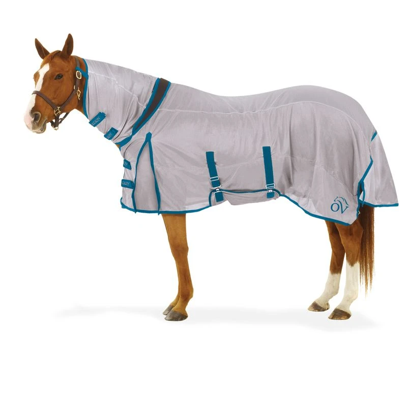 Ovation Super Fly Sheet W/Attached Neck And Belly Cover - Grey/Teal 3 Ovation Super Fly Sheet W/Attached Neck And Belly Cover - Grey/Teal