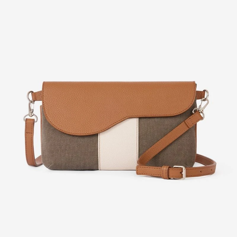 Oughton Vintage Canvas Paddock Crossbody - Timeless Taupe/Caramel 3 Oughton Vintage Canvas Paddock Crossbody - Timeless Taupe/Caramel
