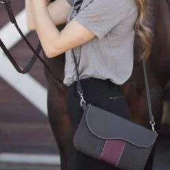 Oughton Vintage Canvas Paddock Crossbody - Graphite/Bordeaux -Equestrian Sports 603911 800 800