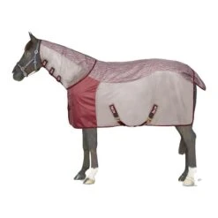 Horze Kenya Hybrid Turnout W/Mesh And Detachable Neck - Rhubarb Dark Red