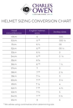 Charles Owen Sovereign Polo Helmet CLEARANCE -Equestrian Sports Charles Owen Sizing Chart jpg